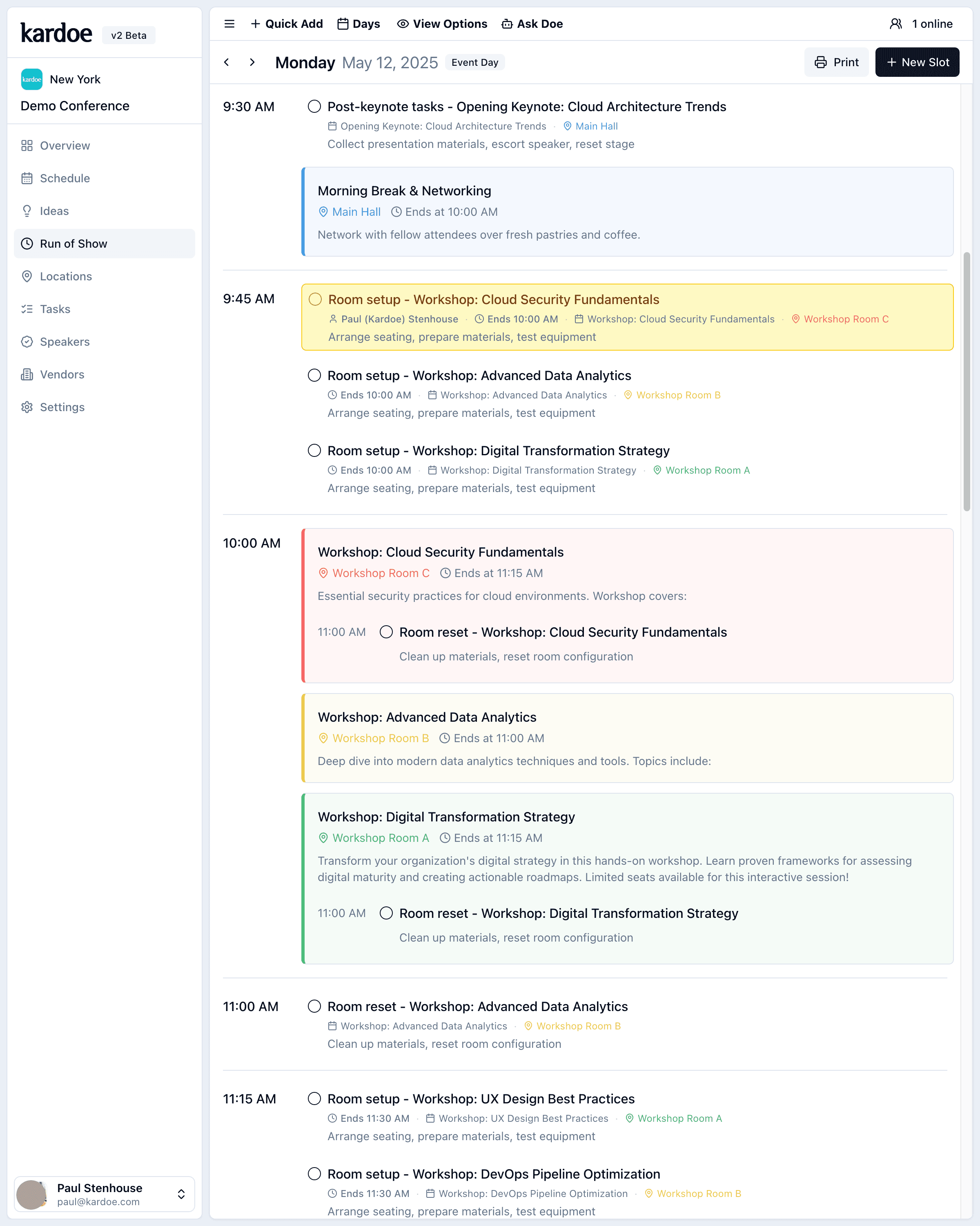 Run of Show feature placeholder